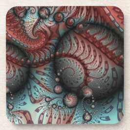 Abstraktes Vivio Fantasy Fraktal Art Brown Blue Getränkeuntersetzer