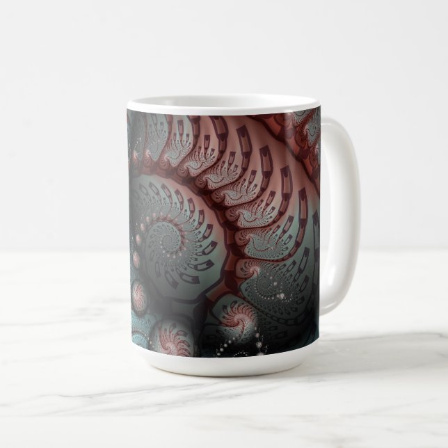 Abstraktes Vivio Fantasy Fraktal Art Brown Blue Kaffeetasse (VorderseiteRechts)
