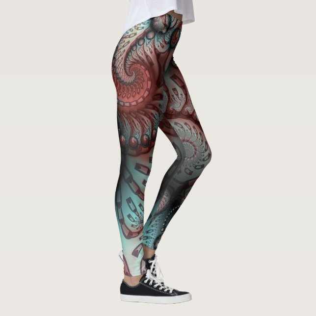 Abstraktes Vivio Fantasy Fraktal Art Brown Blue Leggings (Rechts)