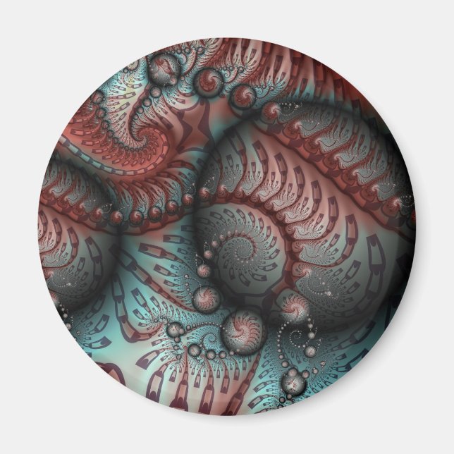Abstraktes Vivio Fantasy Fraktal Art Brown Blue Magnet (Vorne)