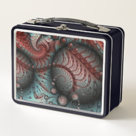 Abstraktes Vivio Fantasy Fraktal Art Brown Blue Metall Brotdose