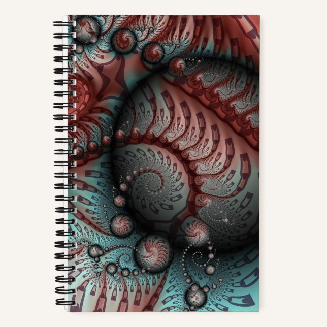 Abstraktes Vivio Fantasy Fraktal Art Brown Blue Notizbuch (Vorderseite)