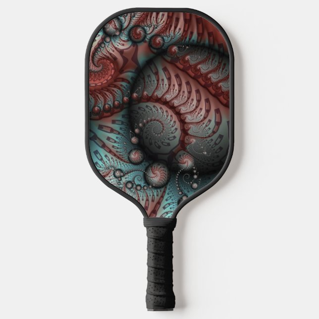 Abstraktes Vivio Fantasy Fraktal Art Brown Blue Pickleball Schläger (Vorderseite)
