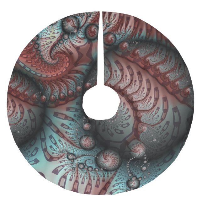 Abstraktes Vivio Fantasy Fraktal Art Brown Blue Polyester Weihnachtsbaumdecke (Vorderseite)