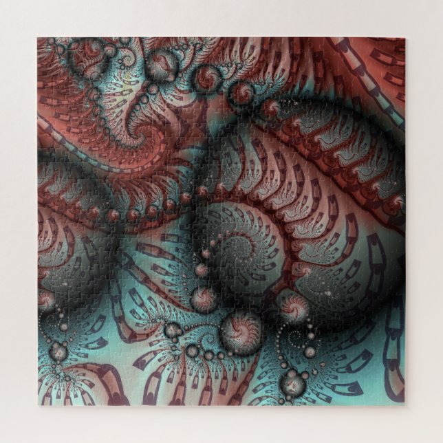 Abstraktes Vivio Fantasy Fraktal Art Brown Blue Puzzle (Vertikal)