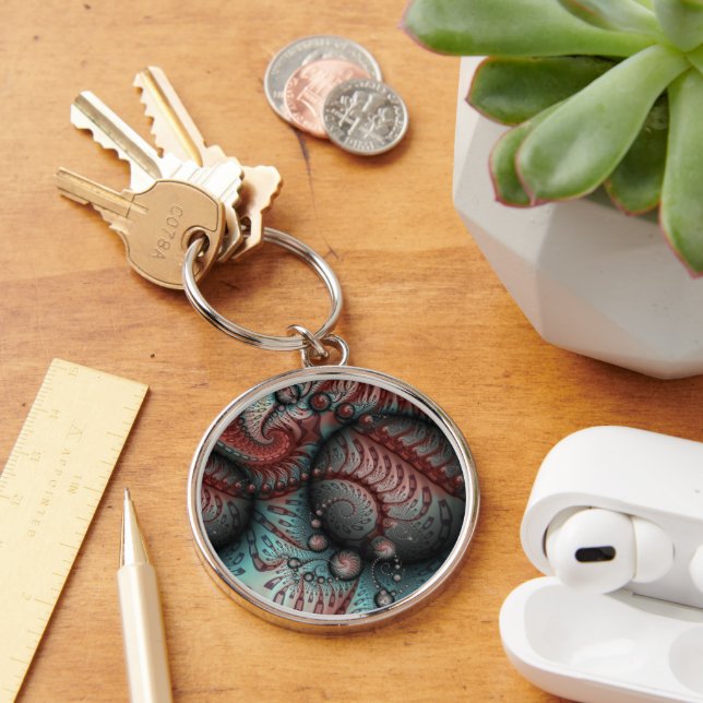 Abstraktes Vivio Fantasy Fraktal Art Brown Blue Schlüsselanhänger (Schreibtisch)