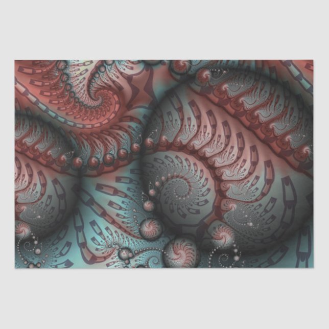 Abstraktes Vivio Fantasy Fraktal Art Brown Blue Seidenpapier (Vorderseite)