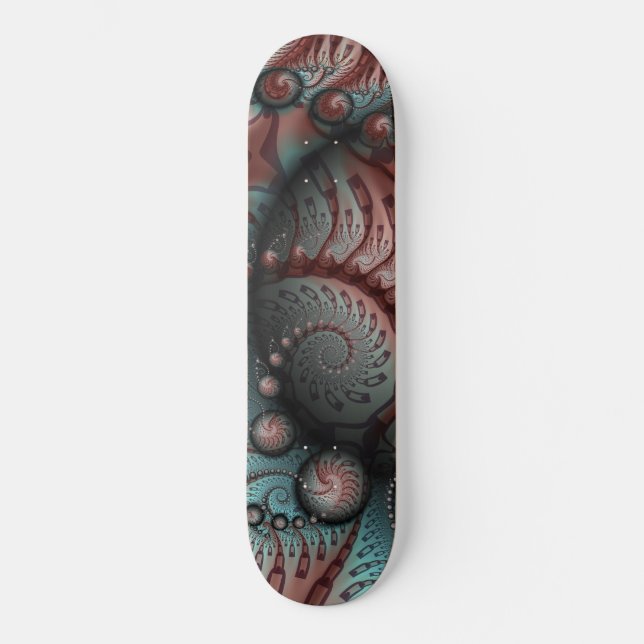 Abstraktes Vivio Fantasy Fraktal Art Brown Blue Skateboard (Vorderseite)