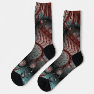 Abstraktes Vivio Fantasy Fraktal Art Brown Blue Socken