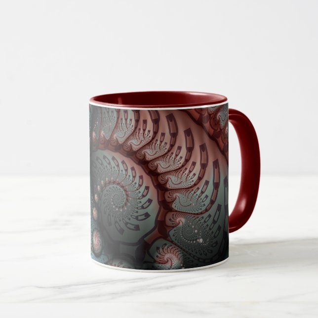 Abstraktes Vivio Fantasy Fraktal Art Brown Blue Tasse (VorderseiteRechts)