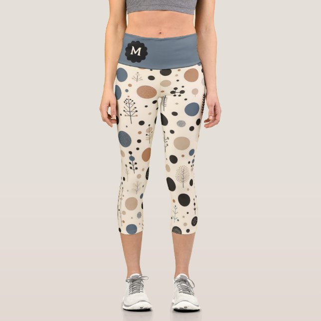 Abstraktes Wald Capri Leggings (Vorderseite)