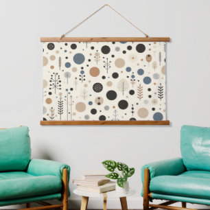 Abstraktes Wald Wandteppich Mit Holzrahmen