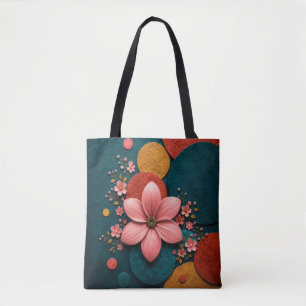Abstraktes Wandbild mit rosa floralem geometrische