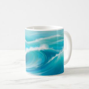 Abstraktes Wasser aus weichem blauem Ozean Kaffeetasse