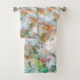 Abstraktes Wasserfarbe-Grunge-Muster Ozean Badhandtuch Set