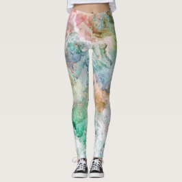 Abstraktes Wasserfarbe-Grunge-Muster Ozean Leggings
