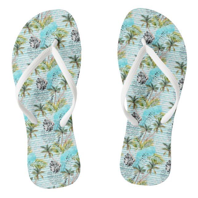Abstraktes Wasserfarbenmuster Flip Flops (Fußbett)