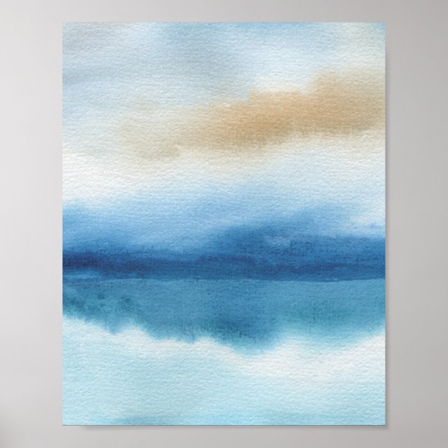 Abstraktes Watercolor Lake Design Poster (Vorne)