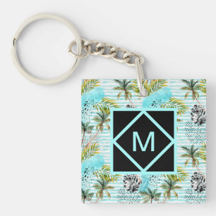 Abstraktes Watercolor-Palme-Muster Schlüsselanhänger