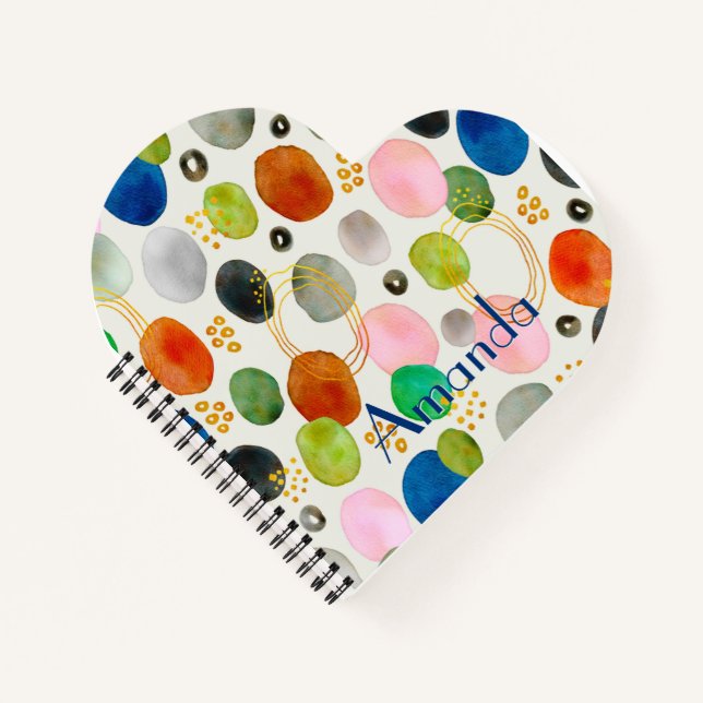 Abstraktes Watercolor Pebble Gold Glitzer Art Notizbuch (Vorderseite)