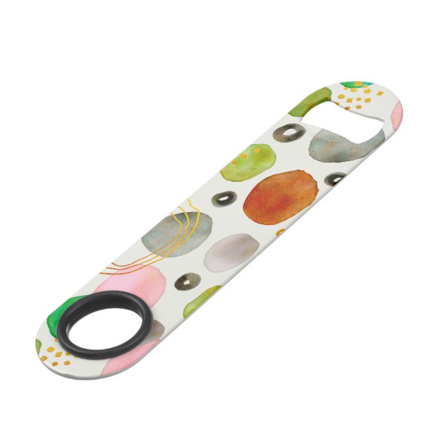 Abstraktes Watercolor Pebble Gold Glitzer Art Speed Flaschenöffner (Rückseite Schrägansicht)