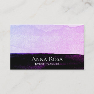 *~* abstraktes Watercolor-Rosa-lila schwarzer Visitenkarte