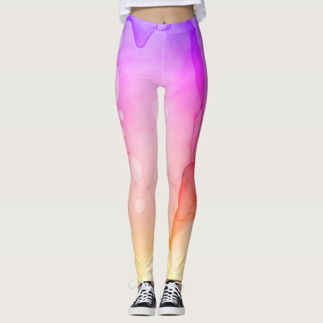*~* abstraktes Watercolor-Rosa-Veilchen Ombre Leggings (Vorderseite)