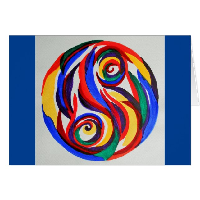Abstraktes Watercolorregenbogen yin Yang (Vorderseite (Horizontal))