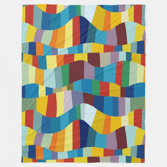 Abstraktes Wavy Color Patchwork 291020 Fleecedecke (Vorderseite)