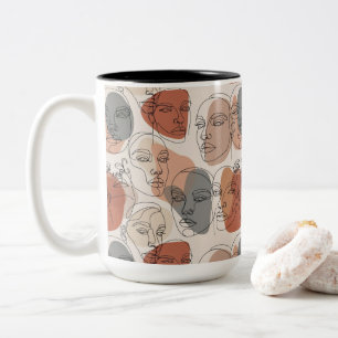 Abstraktes weibliches Gesichtsmuster Zweifarbige Tasse