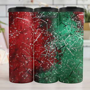 Abstraktes Weihnachten Rot Grün Glitter Thermosbecher