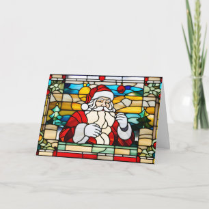 Abstraktes Weihnachtsmann-Buntglas Feiertagskarte