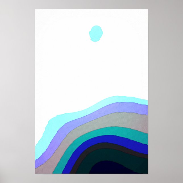 Abstraktes Weiß und Blau Art 920 Poster (Vorne)