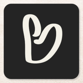 Abstraktes weißes Herz schwarz Rechteckiger Pappuntersetzer