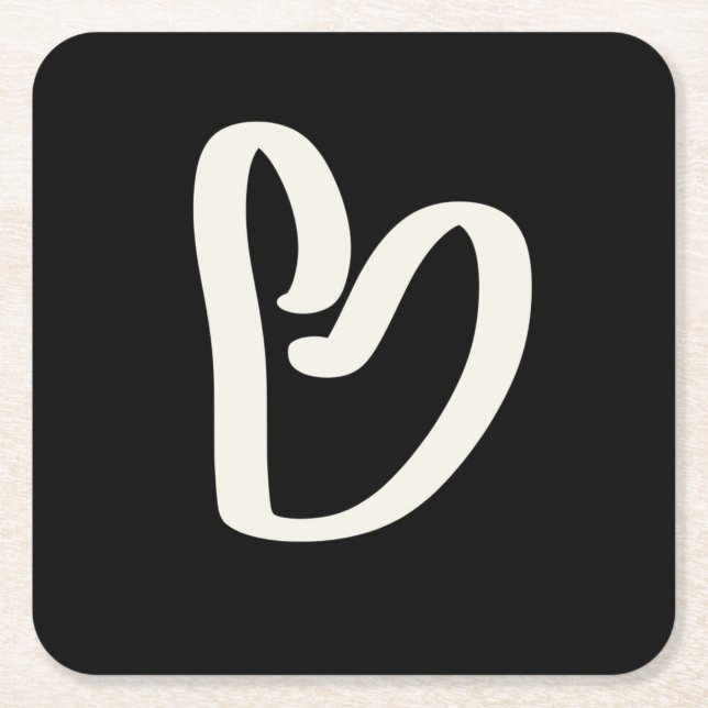 Abstraktes weißes Herz schwarz Rechteckiger Pappuntersetzer (Vorderseite)