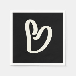 Abstraktes weißes Herz schwarz Serviette