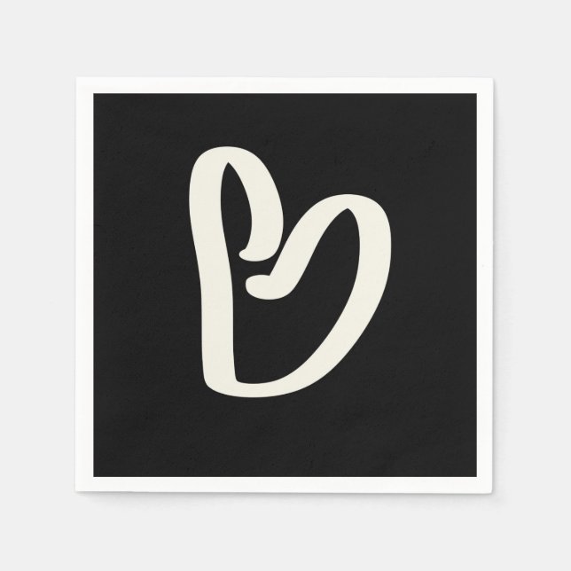 Abstraktes weißes Herz schwarz Serviette (Vorderseite)