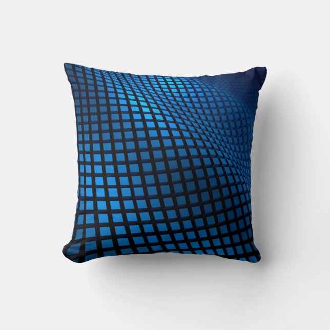Abstraktes Wellendesign blau Kissen (Vorderseite)