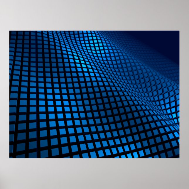 Abstraktes Wellendesign blau Poster (Vorne)