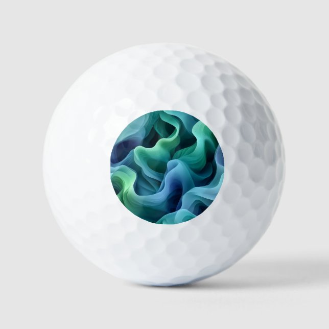 Abstraktes Wellenmuster des Ozeans Golfball (Vorderseite)