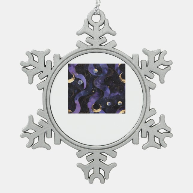 Abstraktes Whimsigoth Muster Classic Schneeflocken Zinn-Ornament (Vorderseite)
