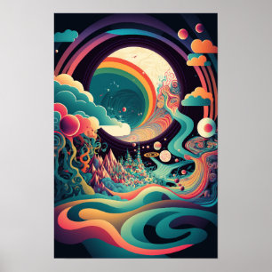 Abstraktes Wirbel-Poster Retro psychedelisch 1 Poster