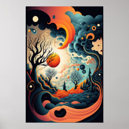 Abstraktes Wirbel-Poster | Retro psychedelisch 2 Poster