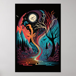 Abstraktes Wirbel-Poster Retro psychedelisch 4 Poster