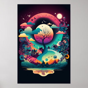 Abstraktes Wirbel-Poster Retro psychedelisch 5 Poster