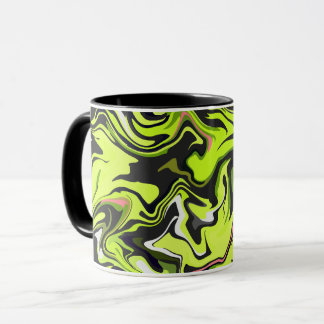 Abstraktes Wirbeldesign mit Grün und Schwarz Tasse