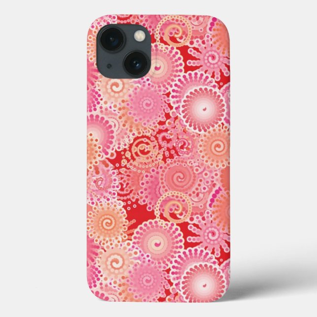 Abstraktes wirbelfarbenes Muster, rosa, korallenfa Case-Mate iPhone Hülle (Rückseite)