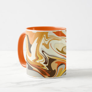 Abstraktes wirbelndes orangefarbenes und beige Des Tasse