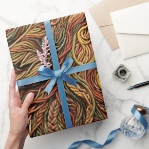 Abstraktes Wolfskopf-Erdfarbton-Geschenkpapier Geschenkpapier