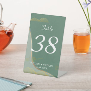 Abstraktes Wolkenmuster Goldene Linientabellennumm Sockelschild